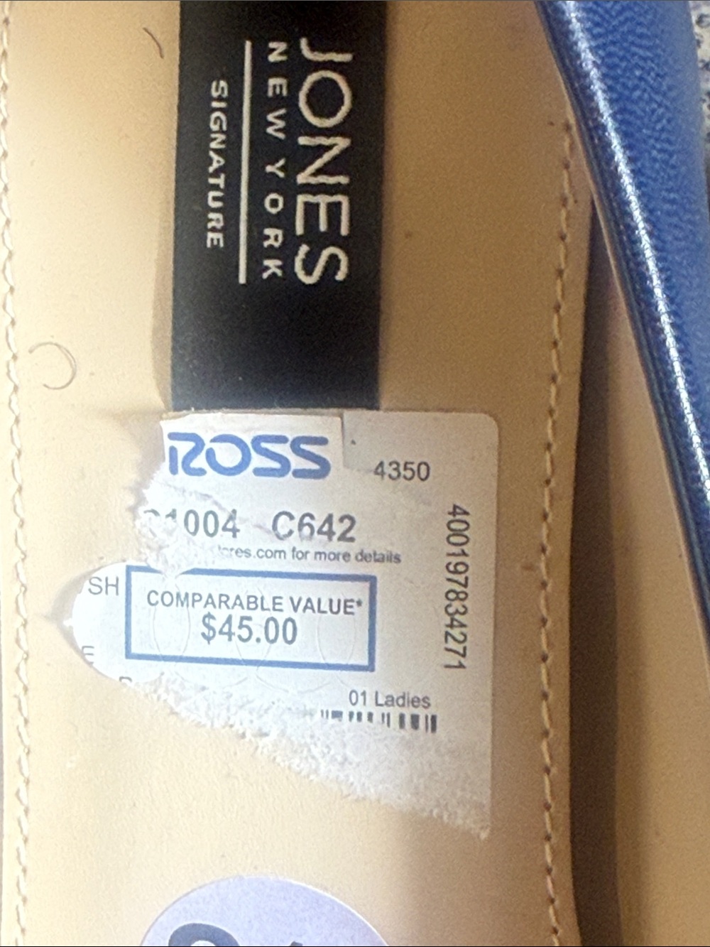 Jones New York Navy Pointed Toe Pumps with Gold Buckle - Picture 4 of 7